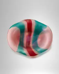 Rare Macchie Dish by Carlo Scarpa, for Venini, hand-blown iridescent and polychromed glass, three-line acid stamp 'venini murano ITALIA', sold Jun 2025