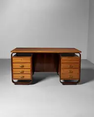 Giuseppe Pagano, Desk, for Maggioni, steam-bent beech, mahogany, brass