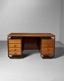 Giuseppe Pagano, Desk, for Maggioni, steam-bent beech, mahogany, brass