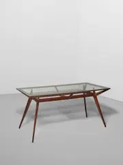 Silvio Cavatorta, Dining Table, mahogany, glass