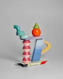 Peter Shire, 'California Accordion' Teapot, glazed ceramic, signed 'SHIRE 1983'
