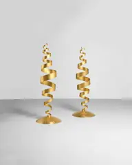 Pair of 'Spiral' Floor Lamps by Tom Dixon, for Tom Dixon Studios, gilt steel and aluminum, sold Jun 2025