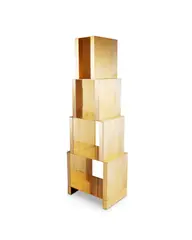 Unique Prototype 'MASS' Bookshelf by Tom Dixon, brass, edition 1 of 1, stamped 'TOM DIXON LONDON 02', sold Jun 2025