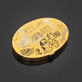 Poudrier L'oisiveté est la mère de tous les vices by Line Vautrin, Bronze doré partiellement émaillé, miroir et tissu, sold Oct 2025