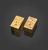Line Vautrin, Ensemble de deux boîtes Les filles de Neptune, Bronze doré et liège