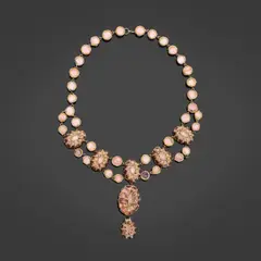 Collier by Line Vautrin, A necklace in talosel and glass inlays by Line Vautrin circa 1950 and marked 'JOUX', sold Oct 2025