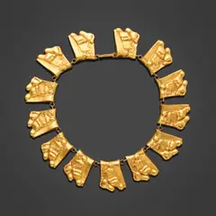 Collier Berthe aux grands pieds by Line Vautrin, Bronze doré, sold Oct 2025