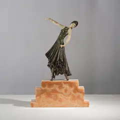 Demetre Chiparus, Sculpture Damascene, Bronze patiné, ivoire et onyx