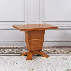 Table d'appoint by Jules Leleu, A signed and numbered side table in wild cherry and brass by Jules Leleu circa 1942-1946, sold Oct 2025