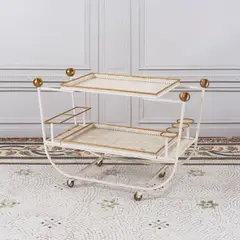 Mathieu Matégot, Desserte roulante, A sliding trolley in lacquered metal and casters by Mathieu Matégot circa 1950