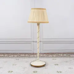 Jules Leleu, Lampadaire, A floor lamp in lacquered wood, brass and fabric by Jules Leleu circa 1950