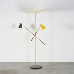 Gino Sarfatti, Lampadaire 1050/2, A stamped '1050/2' floor lamp in lacquered aluminum, brass and marble designed by Gino Sarfatti in 1951 and edited by Arteluce
