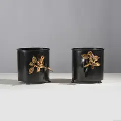 Hubert Le Gall, Paire de cache-pots Youpi et Youpot, Bronze patiné et bronze doré