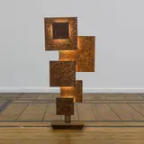 Maxime Lutun, Mini Totem, A unique signed 'Mini Totem' light sculpture in weathering steel and LED by Maxime Lutun in 2024