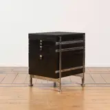 Jules Wabbes, Caisson, A storage unit in stained anigre, teak, chrome-plated steel and melaminate by Jules Wabbes circa 1960 and edited by Mobilier Universel