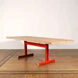Christophe Gevers, Table CG66, A 'CG66' table in oak and lacquered metal by Christophe Gevers circa 2000