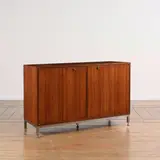 Jules Wabbes, Meuble enfilade 86 P, A '86 P' sideboard in teak and chrome-plated steel by Jules Wabbes and edited by Mobilier Universel circa 1961