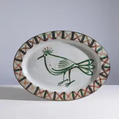 Robert Picault, Important plat, A monogrammed dish in glazed earthenware by Robert Picault circa 1950