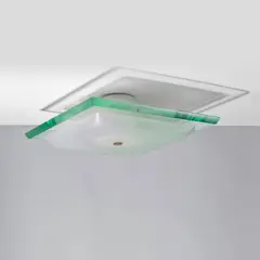 Plafonnier 1990 by Max Ingrand, Verre teinté, verre dépoli, métal doré et aluminium peint, sold Jul 2025