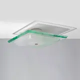 Max Ingrand, Plafonnier 1990, Verre teinté, verre dépoli, métal doré et aluminium peint