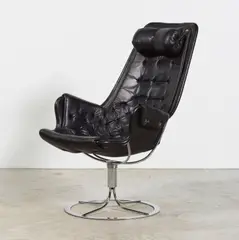 Fauteuil Jetson by Bruno Mathsson, A 'Jetson' armchair in chrome-plated steel, leather and coated canvas designed by Bruno Mathsson in 1969 and edited by D, offered Jul 2025
