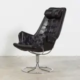 Bruno Mathsson, Fauteuil Jetson, A 'Jetson' armchair in chrome-plated steel, leather and coated canvas designed by Bruno Mathsson in 1969 and edited by Dux