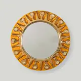 Mithé Espelt, Miroir Soleil, A 'Soleil' mirror in glazed earthenware, crystalized glass inlays and mirrored glass by Mithé Espelt circa 1975