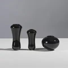 Jean Girel, Suite de trois vases, A set of three signed vases in glazed stoneware by Jean Girel