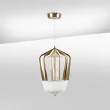 Barovier, &TOSO, A 'Robin' ceiling lamp in gilt steel, crystal with inclusions of gold leaves and acrylic glass by Barovier&Toso