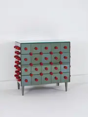 Commode Ciuffi by Roberto Giulio Rida, A unique and impressed 'Ciuffi' chest of drawers in tinted glass, glass, palmwood and metal by Roberto Giulio Rida in 20, offered Mar 2025