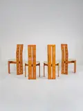 Roberto Giulio Rida, Ensemble de quatre chaises Sedie Stelle, A unique set of four impressed 'Sedie Stelle' chairs in cherry wood, leather and brass by Roberto Giulio Rida in 2022