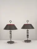 Roberto Giulio Rida, Paire de lampes de table Seguso Scavo, A unique and impressed pair of 'Seguso Scavo' table lamps in lacquered brass and glass by Roberto Giulio Rida in 2014