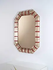 Roberto Giulio Rida, Miroir Lucrezia, A unique and impressed 'Lucrezia' mirror in tinted glass, mirrored glass and lacquered wood by Roberto Giulio Rida in 2016