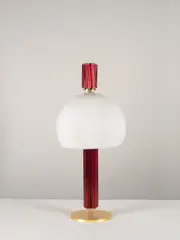Lampe de table Tubi Rossi by Roberto Giulio Rida, A unique and impressed 'Tubi Rossi' table lamp in Murano tinted glass and brass by Roberto Giulio Rida in 2021, offered Mar 2025