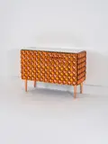 Roberto Giulio Rida, Commode Adone, A unique and impressed 'Adone' chest of drawers in tinted glass, palmwood and brass by Roberto Giulio Rida in 2015
