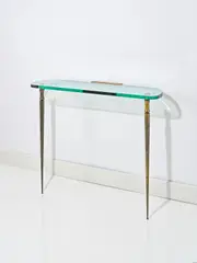 Console by Roberto Giulio Rida, A unique and impressed console in patinated brass and glass by Roberto Giulio Rida in 2020, sold Mar 2025