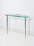 Roberto Giulio Rida, Console, A unique and impressed console in patinated brass and glass by Roberto Giulio Rida in 2020