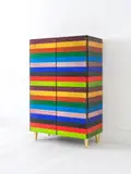Roberto Giulio Rida, Cabinet Pace, An unique and impressed 'Pace' cabinet in Murano tinted glass, lacquered wood and brass by Roberto Giulio Rida in 2015