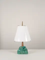Roberto Giulio Rida, Lampe de table Rocca turquese, A unique and impressed 'Rocca turquese' table lamp in tinted glass and brass by Roberto Giulio Rida in 2013