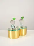 Roberto Giulio Rida, Paire de boîtes Circo, A unique and impressed pair of 'Circo' boxes in brass, mirrored glass and Murano glass by Roberto Giulio Rida in 2021