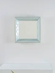 Miroir Leucos Bianco Mosso by Roberto Giulio Rida, A unique and impressed 'Leucos Bianco Mosso' mirror in tinted glass, mirrored glass and lacquered wood by Roberto Giulio, offered Mar 2025