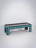 Roberto Giulio Rida, Table basse Salomone, An unique and impressed 'Salomone' coffee table in palmwood, Murano tinted glass and brass by Roberto Giulio Rida in 2016