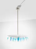 Suspension Obelischi by Roberto Giulio Rida, A unique and impressed 'Obelischi' pendant lamp in Murano tinted glass and chrome-plated brass by Roberto Giulio Rida in, offered Mar 2025