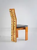 Roberto Giulio Rida, Chaise Hubble Grigia, A unique and impressed 'Hubble Grigia' chair in cherry wood, brass, tinted glass and leather by Roberto Giulio Rida in 2022