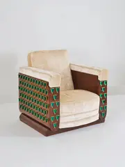 Roberto Giulio Rida, Fauteuil Artu, A unique 'Artu' armchair in Brazilian mahogany, tinted glass, brass and velvet by Roberto Giulio Rida in 2021