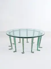 Roberto Giulio Rida, Table basse Metello, An impressed 'Metello' coffee table in patinated brass and glass by Roberto Giulio Rida in 2016
