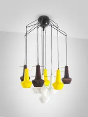 Roberto Giulio Rida, Suspension Bigili, Verre teinté, aluminium peint et caoutchouc