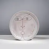 Jean Cocteau, Plat Joconde, A unique 'Joconde' plate in partially glazed clay by Jean Cocteau in 1957 and executed by Atelier Madeline-Joly