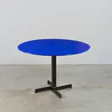 Table by Charlotte Perriand, A table in enameled metal sheet and lacquered metal designed by Charlotte Perriand for Les Trois Arcs, Arc 1600 in 1969, sold Apr 2025