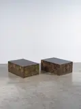 Adrian Pearsall, Paire de bouts de canapé, A pair of side tables in bronzed sculpted resin and lacquered wood by Adrian Pearsall for Craft Associates circa 1965